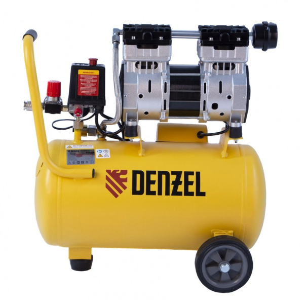 Компрессор DLS950/24 безмаслянный малошумный 950 Вт, 165 л/мин,ресивер 24 л// Denzel 58026