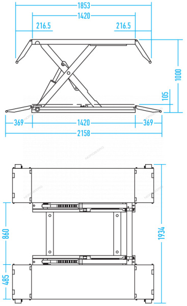 Подъемник ножничный электрогидравлический, 3 т, 220 В 633s-3t