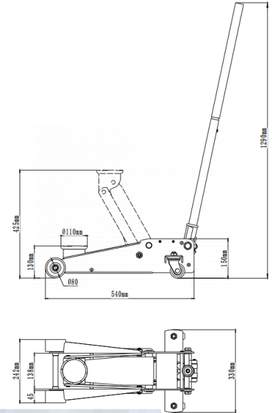 Домкрат подкатной, 2,5 т n32025l