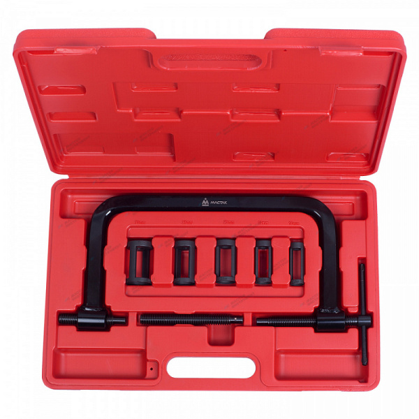 Рассухариватель клапанов универсальный, струбцина, кейс, 7 предметов 103-10006c