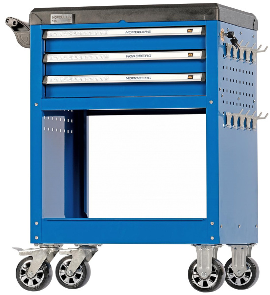 Тележка инструментальная, 3 выдвижных ящика, открытый отсек t4n