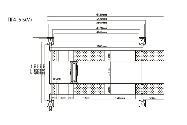 4-х стоечный подъёмник под сход-развал 5.5т, ПГ4-5.5 (М) пг4-5.5 (м)
