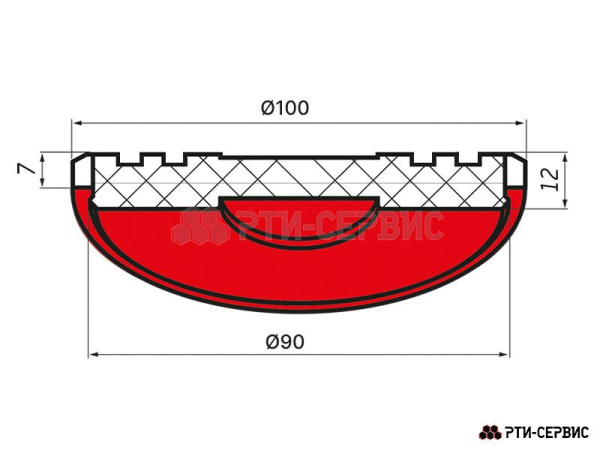Опора резиновая на домкрат подкатной ø93 h12 1058