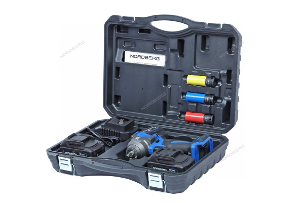 Гайковерт аккумуляторный, 1/2inch (Дюйм), 21В, 1200 Нм с двумя 4A акк. и зар. уст-вом 1,8A, в кейсе ne808k