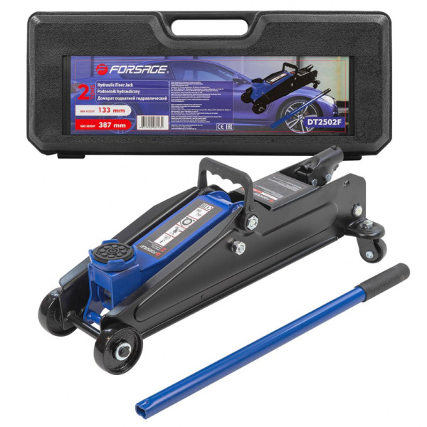 Домкрат подкатной гидравлический 2т (h min 133мм, h max 387мм) в кейсе f-dt2502f