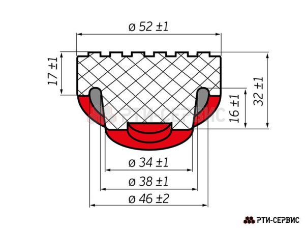 Накладка резиновая для подкатного домкрата ø38 h33 1049