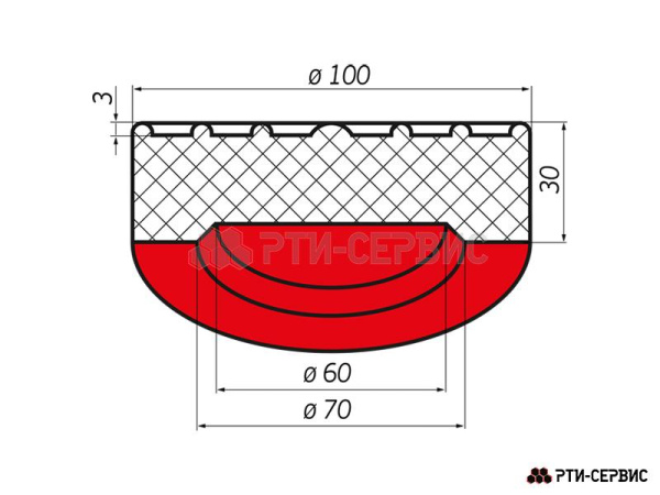Резиновая накладка для подкатного домкрата ø100 h30 (ЭКОНОМ) 0002