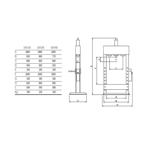 Пресс гидравлический напольный 20 т, с ножным приводом, APAC, 1654BP 131854