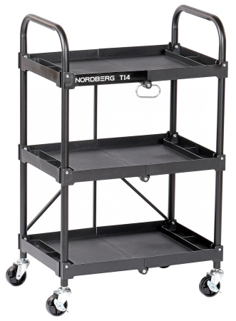 Тележка инструментальная, 3 пластиковые полки, складная t14