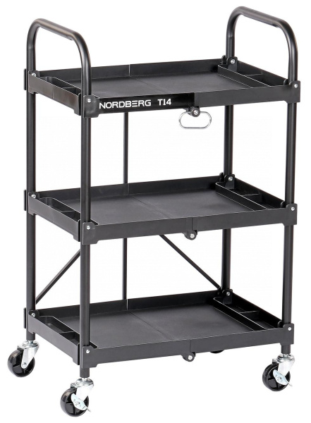 Тележка инструментальная, 3 пластиковые полки, складная t14