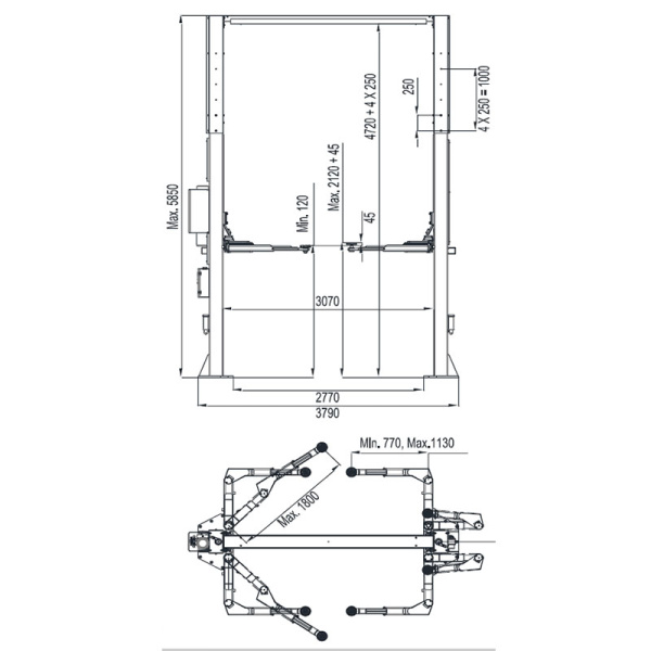Подъемник двухстоечный электрогидравлический, 8т., eqtree™, TL 2080Е 202153