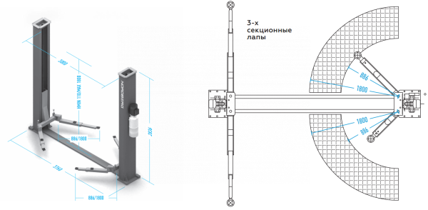 Подъемник двухстоечный электрогидравлический, 5 т, 380 В n4123a-5t_380v