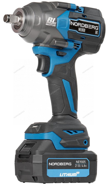 Гайковерт аккумуляторный, 1/2inch (Дюйм), 21 В, 1200 Нм, 2 аккумулятора 4A и зарядное устройство, в кейсе ne808k