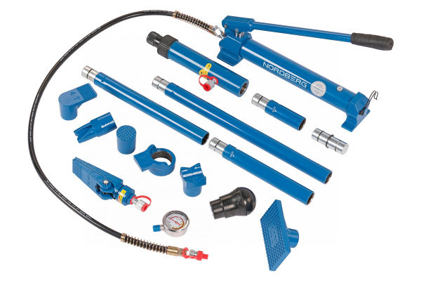 Растяжка рихтовочная c манометром в кейсе, усилие 10 т, 15 предметов n3811
