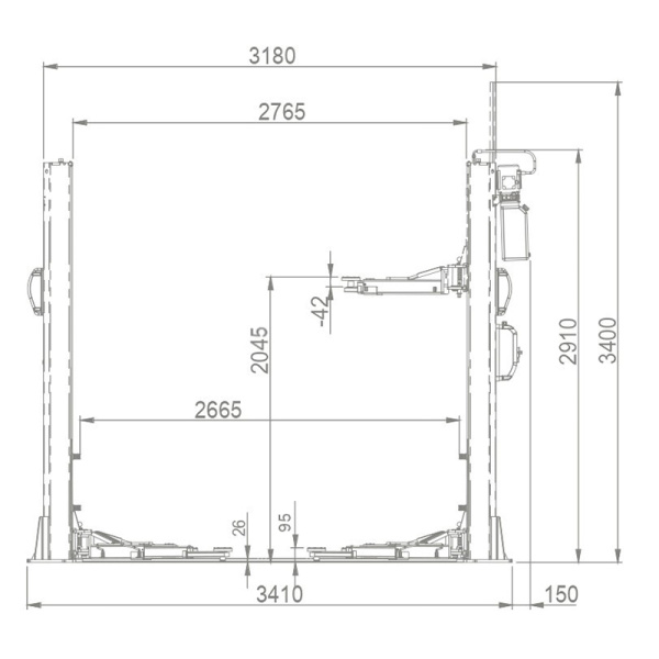 Подъемник двухстоечный электрогидравлический 3,5т, BRIGHT, ALPHA 35 197831