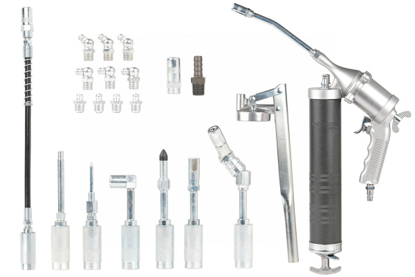 Шприц плунжерный пневматический с поворотом рукоятки, 400 мл, с насадками в кейсе no3404