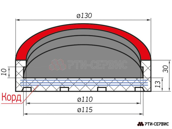 Накладка резиновая для подъемников ЗАО inch (Дюйм)ДАРЗinch (Дюйм). КОРД 1007к