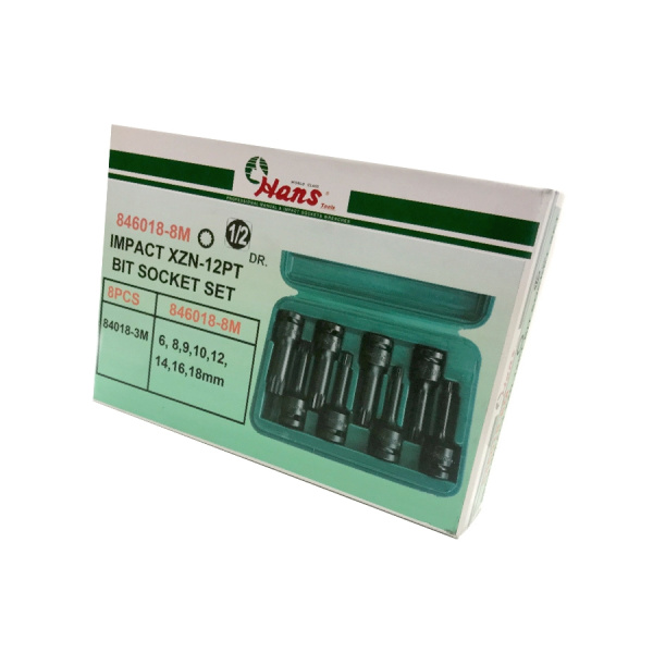 Комплект ударных насадок 1/2inch (Дюйм) Hans, 846018-8M 846018-8m