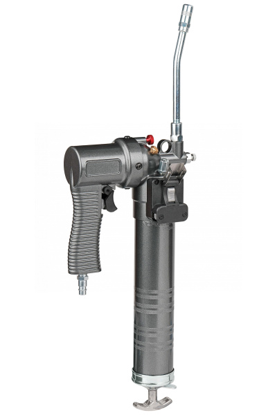 Шприц плунжерный пневматический для густой смазки с быстросъёмным соединением головки на тубу и поворотом рукоятки, 400 мл no3402