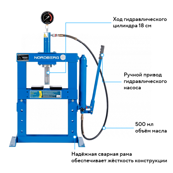 Пресс гидравлический настольный, 10 т n3610