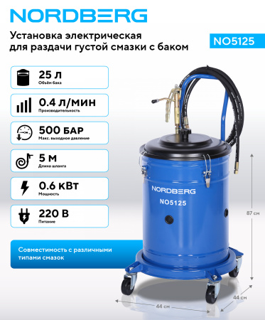 Установка электрическая для раздачи густой смазки с баком, 25 л no5125