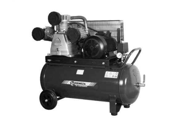 Компрессор поршневой 100.LB75 REMEZA (Белоруссия): 950 л/мин., 10 бар, ресивер 100 л., 5,5 кВт, 380В, габариты без упак. 1150x550x1150 мм, 143 кг. сб4/с-100.lb75