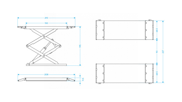 Подъемник ножничный низкопрофильный 3,5 т, 380 В, синий n631l-4b_380