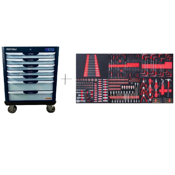 Тележка профессиональная с 7 ящиками+инструмент 277 предметов krw-ttg+set277