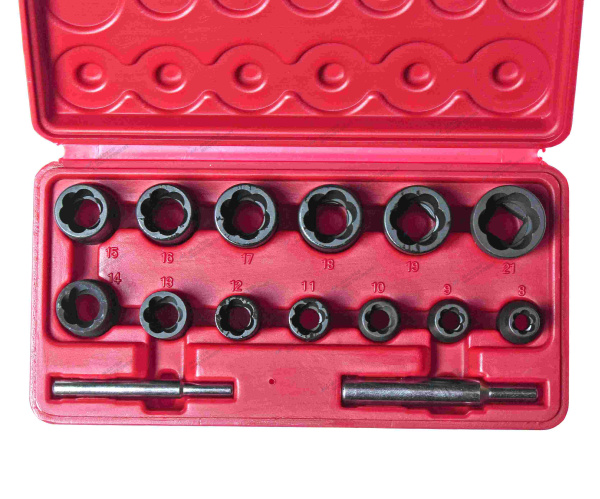 Набор головок для поврежденных болтов и гаек 8-21мм, 15 предметов (в кейсе) jtc-1321s
