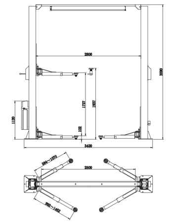 Подъемник 2-х стоечный с верхней связью, 4 т., ПГВ2-4.0 (М) 380В пгв2-4.0 (м)