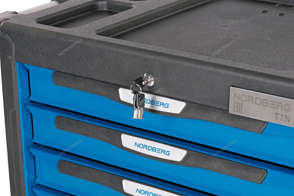 Тележка NORDBERG 7 выдвижных ящиков с набором инструментов TOLSEN BOXER, 157 предметов t7n(b)+tt85415-157