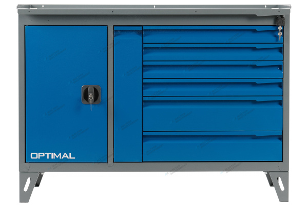 Верстак слесарный двухтумбовый, 7 синих ящиков nw217 7012/5005