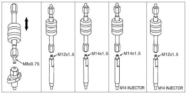 KA-2877N Съемник дизельных форсунок с обратным молотком и адаптерами ka-2877n