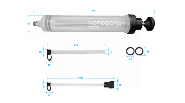 Шприц для заливки масла пластиковый с комплектом насадок, 500 мл no1550