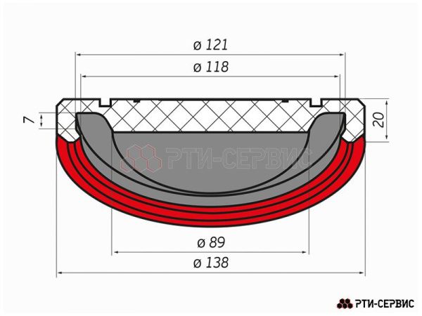 Накладка резиновая на домкрат подкатной ø121 h20 inch (Дюйм)WINNTECinch (Дюйм) 1035